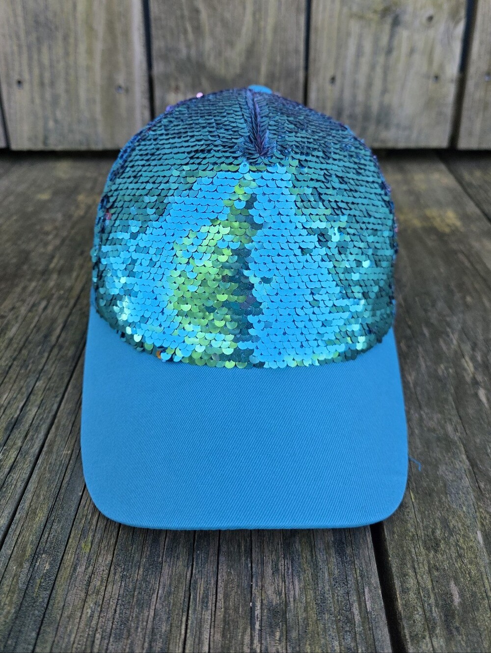 Blue Sequin Baseball Cap - Snap Adjustable Back Kids Size